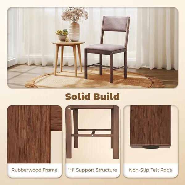 Modern Dining Chairs Set of 4, Linen Fabric Kitchen Chairs with Rubberwood Legs for Dining Room, Living Room, Brown - product image 5