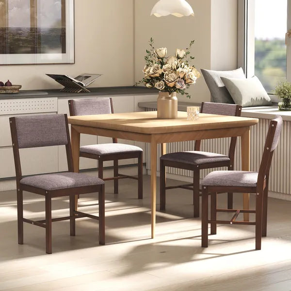 Modern Dining Chairs Set of 4, Linen Fabric Kitchen Chairs with Rubberwood Legs for Dining Room, Living Room, Brown - product image 8