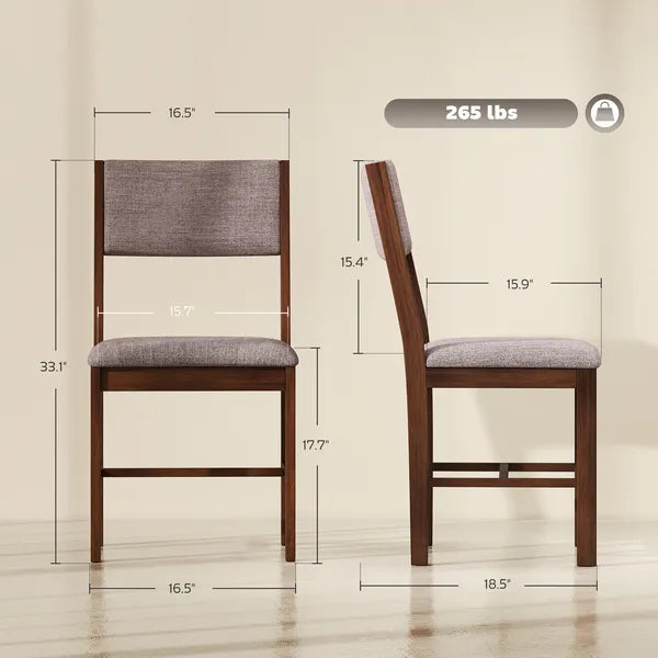 Modern Dining Chairs Set of 4, Linen Fabric Kitchen Chairs with Rubberwood Legs for Dining Room, Living Room, Brown - product image 3