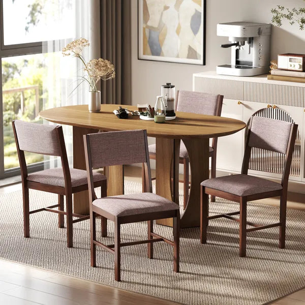 Modern Dining Chairs Set of 4, Linen Fabric Kitchen Chairs with Rubberwood Legs for Dining Room, Living Room, Brown - product image 11