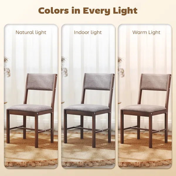 Modern Dining Chairs Set of 4, Linen Fabric Kitchen Chairs with Rubberwood Legs for Dining Room, Living Room, Brown - product image 7