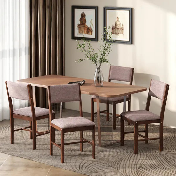 Modern Dining Chairs Set of 4, Linen Fabric Kitchen Chairs with Rubberwood Legs for Dining Room, Living Room, Brown - product image 10
