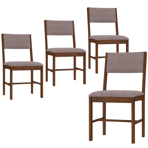 Modern Dining Chairs Set of 4, Linen Fabric Kitchen Chairs with Rubberwood Legs for Dining Room, Living Room, Brown - product image 2