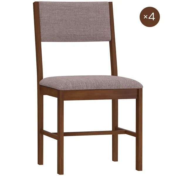 Modern Dining Chairs Set of 4, Linen Fabric Kitchen Chairs with Rubberwood Legs for Dining Room, Living Room, Brown - product image 1