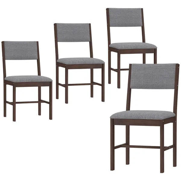 Modern Dining Chairs Set of 4, Linen Fabric Kitchen Chairs with Rubberwood Legs for Dining Room, Living Room, Gray - product image 2