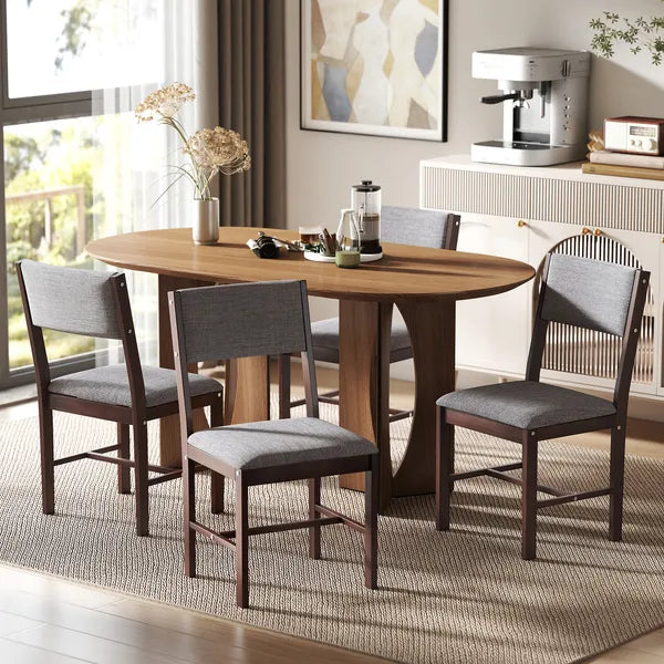 Modern Dining Chairs Set of 4, Linen Fabric Kitchen Chairs with Rubberwood Legs for Dining Room, Living Room, Gray - product image 11