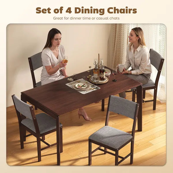 Modern Dining Chairs Set of 4, Linen Fabric Kitchen Chairs with Rubberwood Legs for Dining Room, Living Room, Gray - product image 4