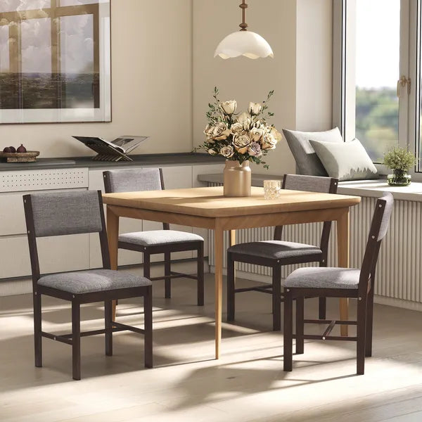 Modern Dining Chairs Set of 4, Linen Fabric Kitchen Chairs with Rubberwood Legs for Dining Room, Living Room, Gray - product image 8