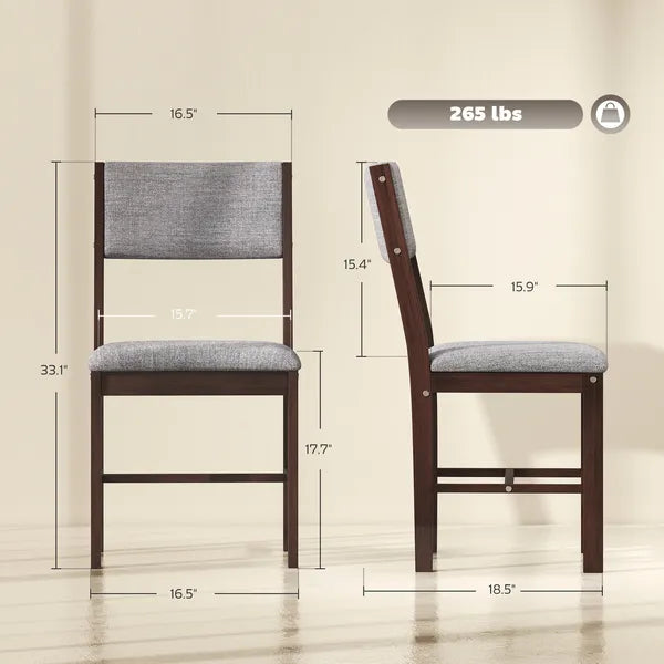 Modern Dining Chairs Set of 4, Linen Fabric Kitchen Chairs with Rubberwood Legs for Dining Room, Living Room, Gray - product image 3