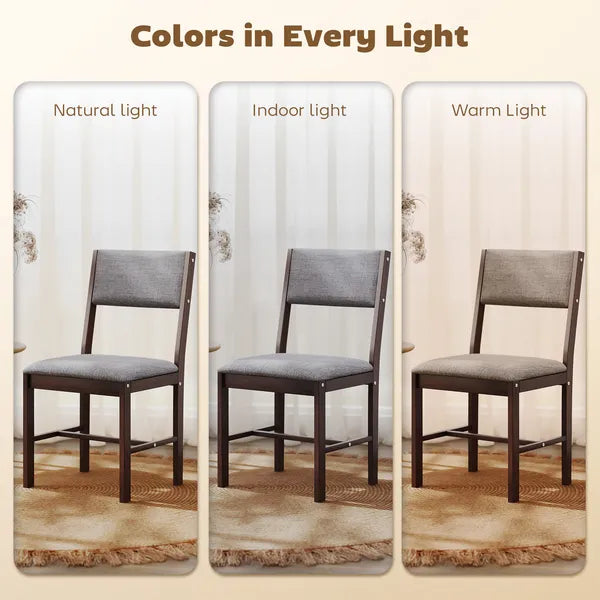Modern Dining Chairs Set of 4, Linen Fabric Kitchen Chairs with Rubberwood Legs for Dining Room, Living Room, Gray - product image 7