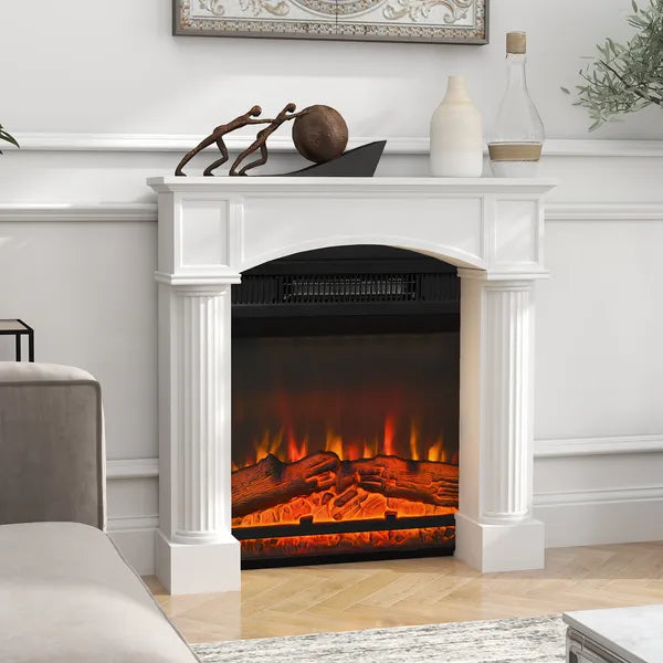 HOMCOM Modern Fireplace Mantel, Freestanding Fireplace Surround for Electric Fireplaces, 43.3 Inch W x 42.8 Inch H, White - product image 2