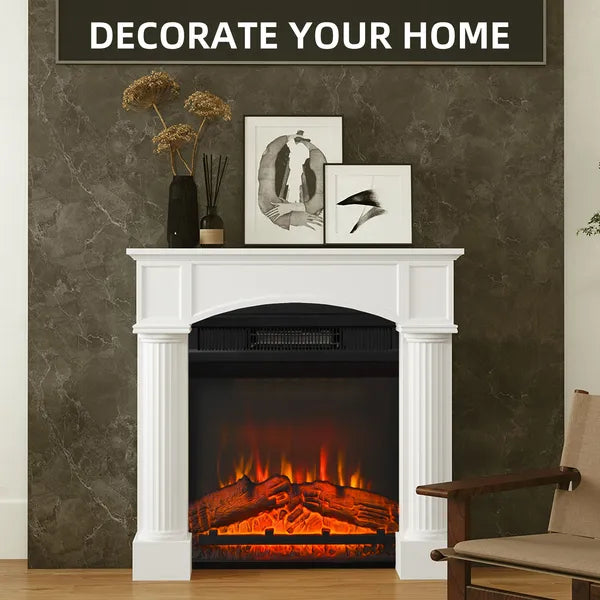 HOMCOM Modern Fireplace Mantel, Freestanding Fireplace Surround for Electric Fireplaces, 43.3 Inch W x 42.8 Inch H, White - product image 4