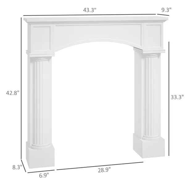 HOMCOM Modern Fireplace Mantel, Freestanding Fireplace Surround for Electric Fireplaces, 43.3 Inch W x 42.8 Inch H, White - product image 3