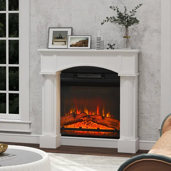HOMCOM Modern Fireplace Mantel, Freestanding Fireplace Surround for Electric Fireplaces, 43.3 Inch W x 42.8 Inch H, White - product image 10