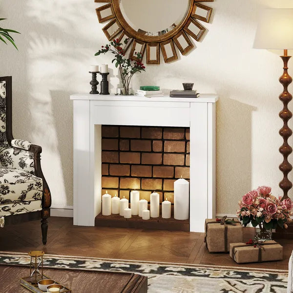 Modern Fireplace Mantel, Freestanding Fireplace Surround with Leg for Electric Fireplaces, 44.7" W x 40" H, White - product image 8