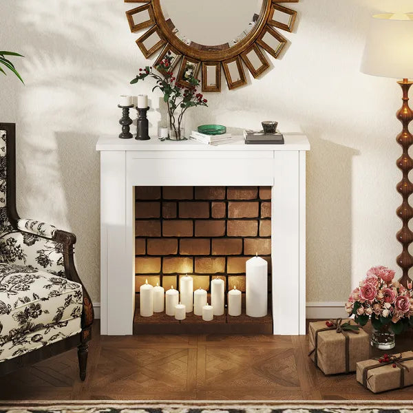 Modern Fireplace Mantel, Freestanding Fireplace Surround with Leg for Electric Fireplaces, 44.7" W x 40" H, White - product image 6