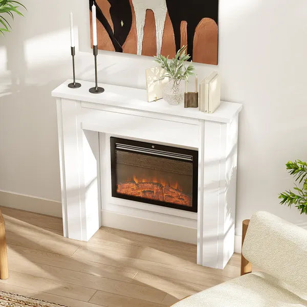 Modern Fireplace Mantel, Freestanding Fireplace Surround with Leg for Electric Fireplaces, 44.7" W x 40" H, White - product image 9