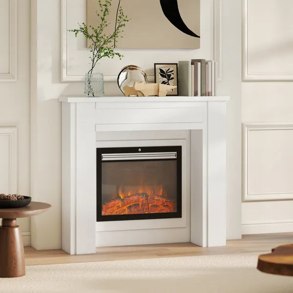 Modern Fireplace Mantel, Freestanding Fireplace Surround with Leg for Electric Fireplaces, 44.7" W x 40" H, White - product image 7