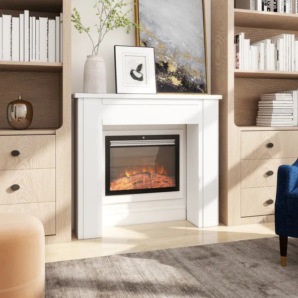 Modern Fireplace Mantel, Freestanding Fireplace Surround with Leg for Electric Fireplaces, 44.7" W x 40" H, White - product image 10