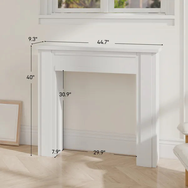 Modern Fireplace Mantel, Freestanding Fireplace Surround with Leg for Electric Fireplaces, 44.7" W x 40" H, White - product image 3