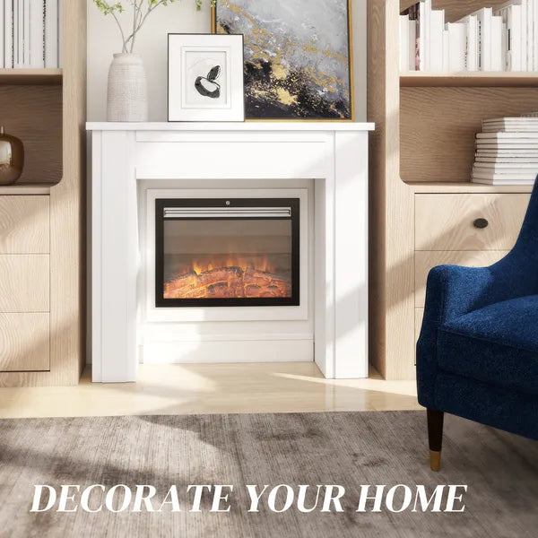 Modern Fireplace Mantel, Freestanding Fireplace Surround with Leg for Electric Fireplaces, 44.7" W x 40" H, White - product image 4
