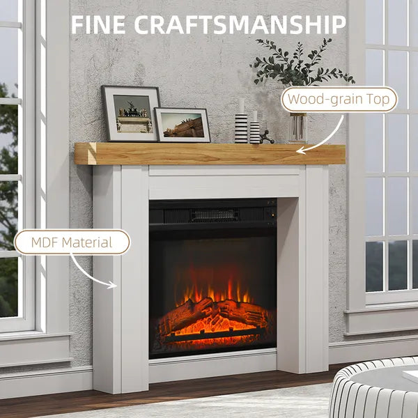 HOMCOM Modern Fireplace Mantel, Freestanding Fireplace Surround with Leg for Electric Fireplaces, 51.2 Inch W x 40.6 Inch H, Natural Wood - product image 5