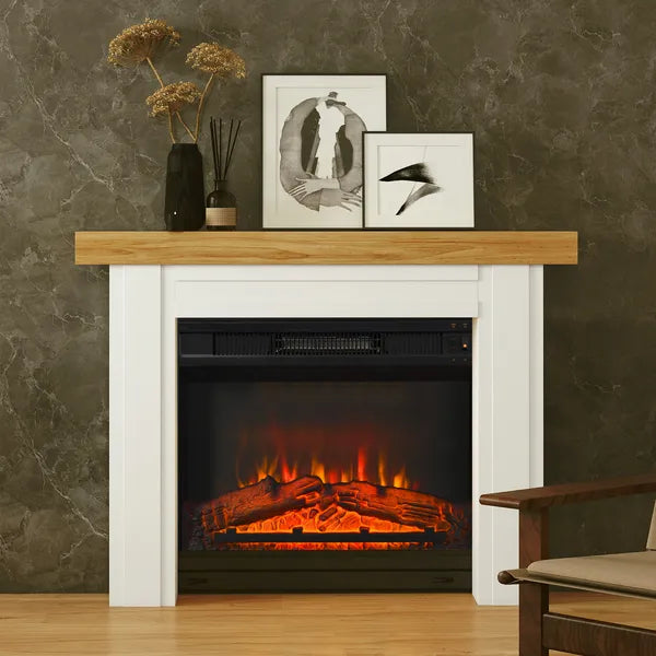 HOMCOM Modern Fireplace Mantel, Freestanding Fireplace Surround with Leg for Electric Fireplaces, 51.2 Inch W x 40.6 Inch H, Natural Wood - product image 9