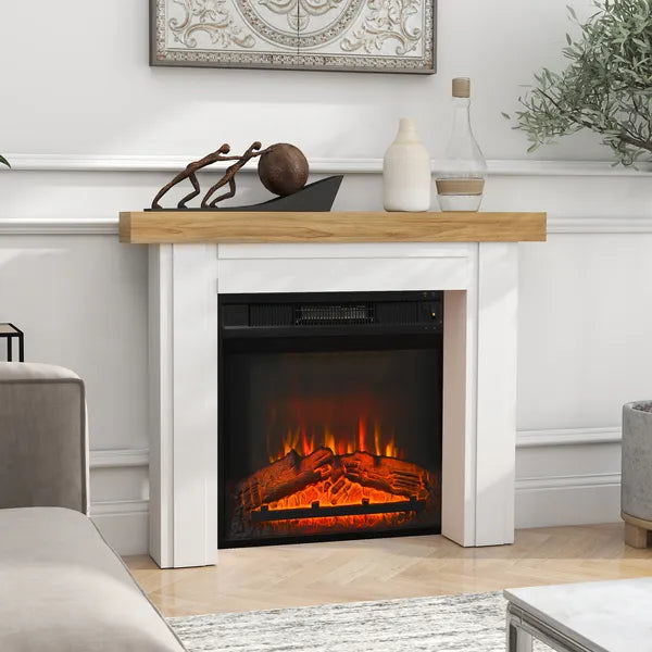 HOMCOM Modern Fireplace Mantel, Freestanding Fireplace Surround with Leg for Electric Fireplaces, 51.2 Inch W x 40.6 Inch H, Natural Wood - product image 8