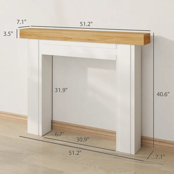 HOMCOM Modern Fireplace Mantel, Freestanding Fireplace Surround with Leg for Electric Fireplaces, 51.2 Inch W x 40.6 Inch H, Natural Wood - product image 3