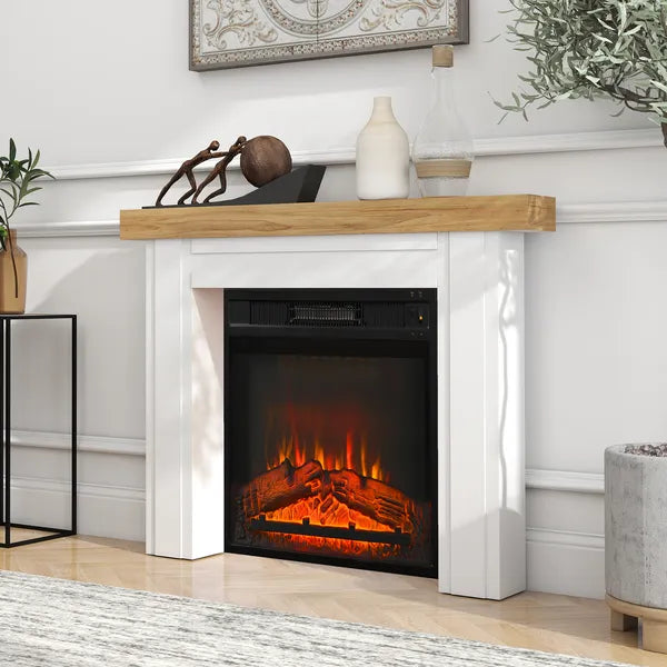 HOMCOM Modern Fireplace Mantel, Freestanding Fireplace Surround with Leg for Electric Fireplaces, 51.2 Inch W x 40.6 Inch H, Natural Wood - product image 10