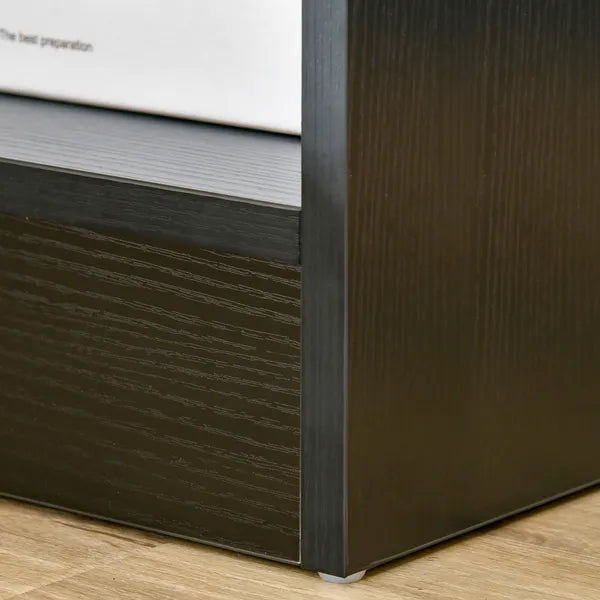 HOMCOM Modern Nightstand, Accent End Table with Drawer and Storage Shelf, Sofa Side Table for Living Room or Bedroom, Black Wood Grain - product image 9