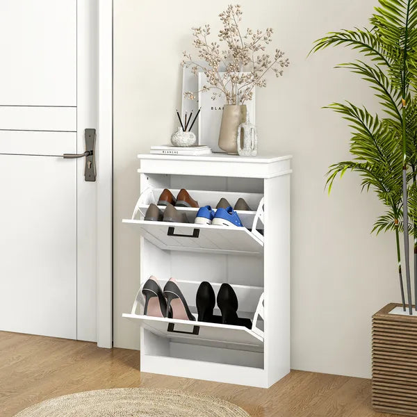 HOMCOM Modern Shoe Storage Cabinet, 2 Flip Drawers, Narrow Organizer for 10 Pairs, Entryway, Hallway, White - product image 9