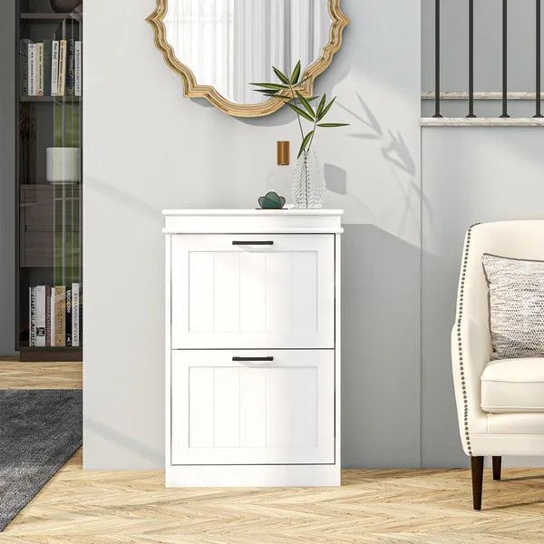 HOMCOM Modern Shoe Storage Cabinet, 2 Flip Drawers, Narrow Organizer for 10 Pairs, Entryway, Hallway, White - product image 8