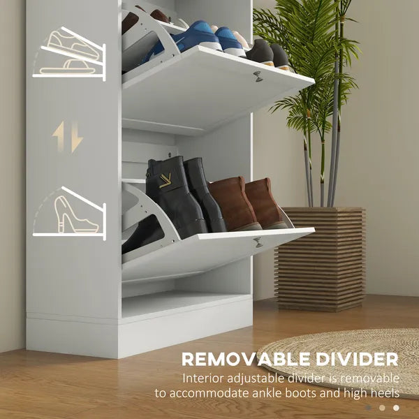 HOMCOM Modern Shoe Storage Cabinet, 3 Flip Drawers, Adjustable Shelves, for 18 Pairs, White - product image 6
