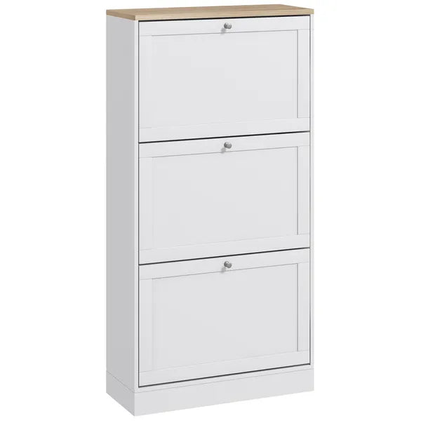 HOMCOM Modern Shoe Storage Cabinet, 3 Flip Drawers, Adjustable Shelves, for 18 Pairs, White - product image 11