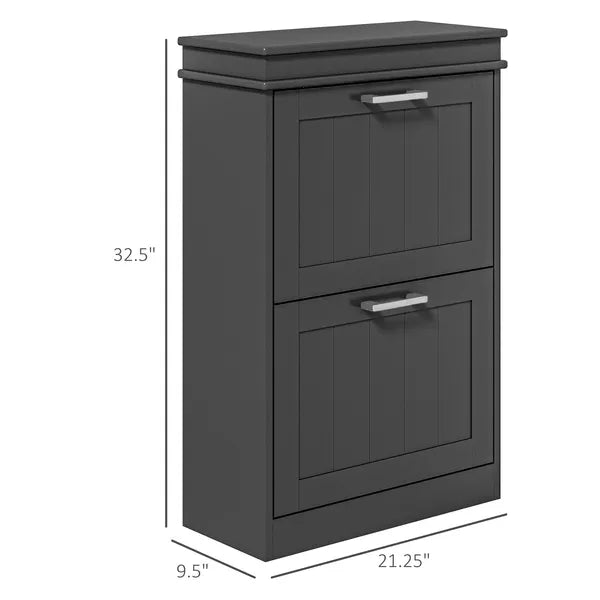 HOMCOM Modern Shoe Storage Cabinet with 2 Flip Drawers for 10 Pairs, Narrow Shoe Organizer for Entryway, Hallway, Black - product image 3