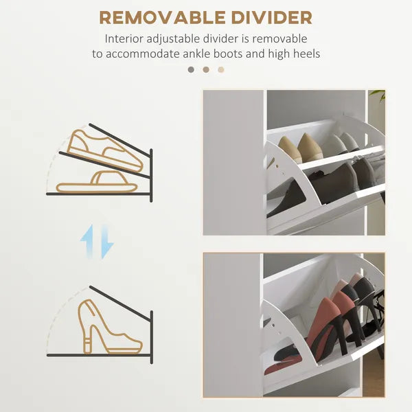 HOMCOM Modern Shoe Storage Cabinet with 3 Flip Drawers for 15 Pairs, Narrow Shoe Organizer for Entryway, Hallway, White - product image 6