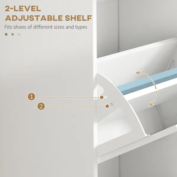HOMCOM Modern Shoe Storage Cabinet with 3 Flip Drawers for 15 Pairs, Narrow Shoe Organizer for Entryway, Hallway, White - product image 5