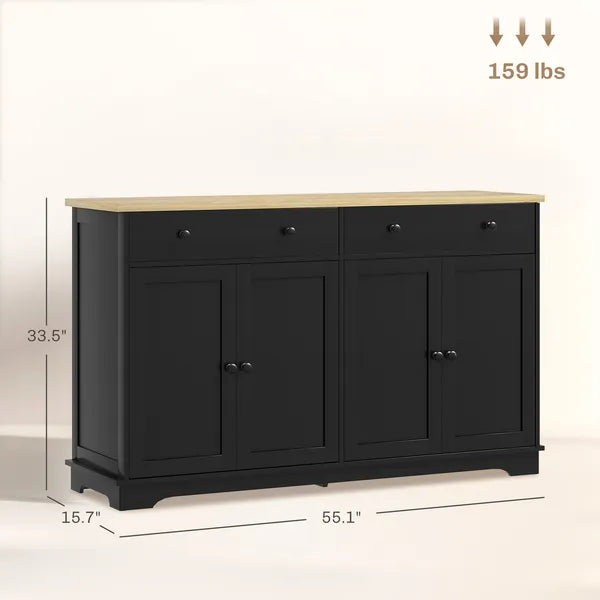 Modern Sideboard, Accent Kitchen Buffet Cabinet with Storage Drawers and Adjustable Shelves, for Dining, Entryway, Black - product image 3