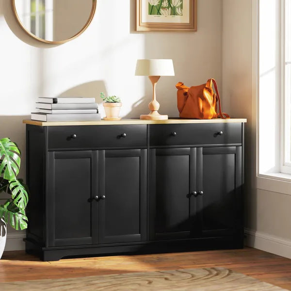 Modern Sideboard, Accent Kitchen Buffet Cabinet with Storage Drawers and Adjustable Shelves, for Dining, Entryway, Black - product image 10