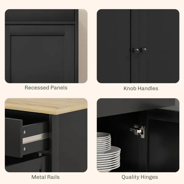 Modern Sideboard, Accent Kitchen Buffet Cabinet with Storage Drawers and Adjustable Shelves, for Dining, Entryway, Black - product image 8