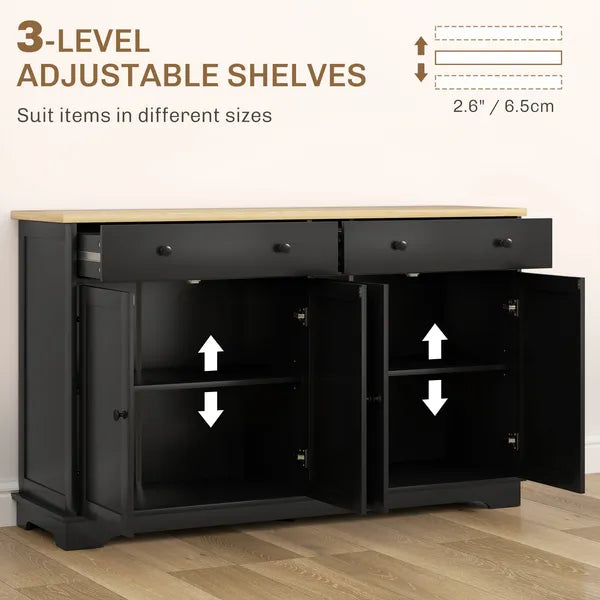 Modern Sideboard, Accent Kitchen Buffet Cabinet with Storage Drawers and Adjustable Shelves, for Dining, Entryway, Black - product image 5