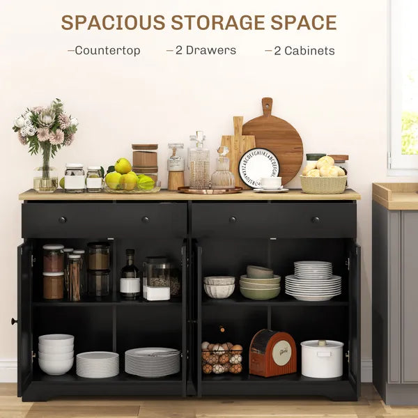 Modern Sideboard, Accent Kitchen Buffet Cabinet with Storage Drawers and Adjustable Shelves, for Dining, Entryway, Black - product image 4