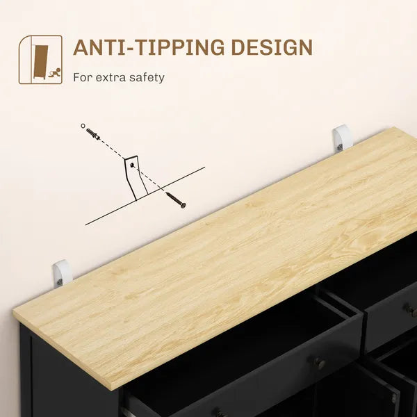 Modern Sideboard, Accent Kitchen Buffet Cabinet with Storage Drawers and Adjustable Shelves, for Dining, Entryway, Black - product image 7