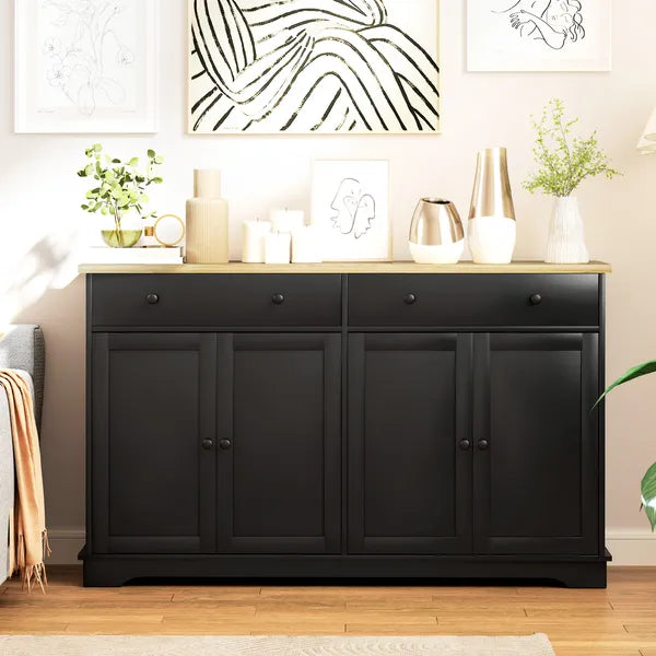 Modern Sideboard, Accent Kitchen Buffet Cabinet with Storage Drawers and Adjustable Shelves, for Dining, Entryway, Black - product image 2