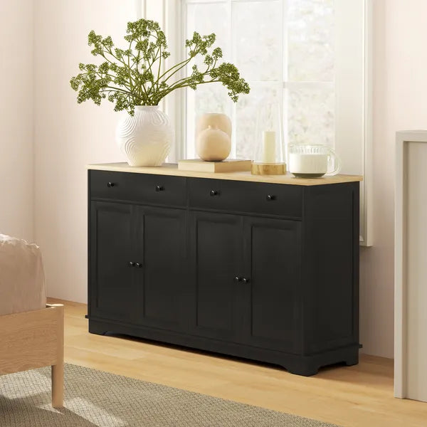 Modern Sideboard, Accent Kitchen Buffet Cabinet with Storage Drawers and Adjustable Shelves, for Dining, Entryway, Black - product image 9