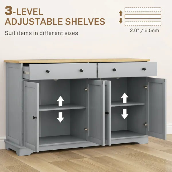 HOMCOM Modern Sideboard, Buffet Cabinet with Storage Drawers, Adjustable Shelves for Living Room, Dining Room, Entryway, Gray - product image 5