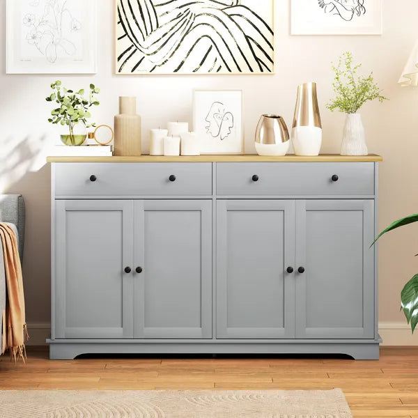 HOMCOM Modern Sideboard, Buffet Cabinet with Storage Drawers, Adjustable Shelves for Living Room, Dining Room, Entryway, Gray - product image 2