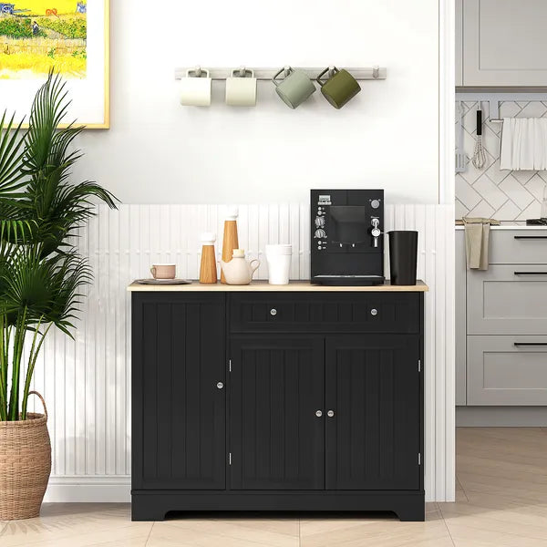 HOMCOM Modern Sideboard Cabinet, 41" Kitchen Buffet Cabinet with Drawer, Adjustable Shelf, 3 Doors for Dining Room, Black - product image 10