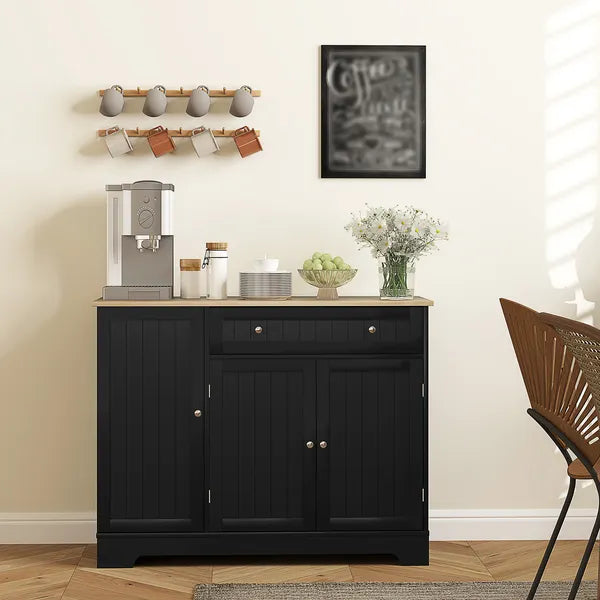 HOMCOM Modern Sideboard Cabinet, 41" Kitchen Buffet Cabinet with Drawer, Adjustable Shelf, 3 Doors for Dining Room, Black - product image 2